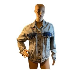 Ashley Vintage Charm Women’sTrucker Jacket Denim Jean Lucky Road Cadillac Size M